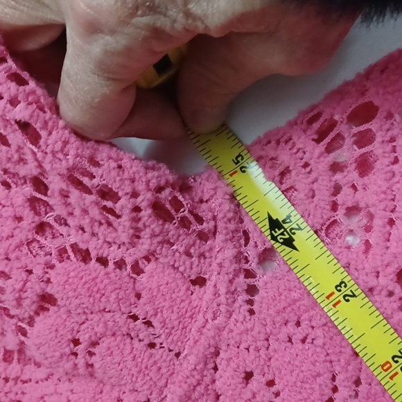 Bibi Pink Heavy Lace Button Down  Blouse Sz S - Picture 4 of 8